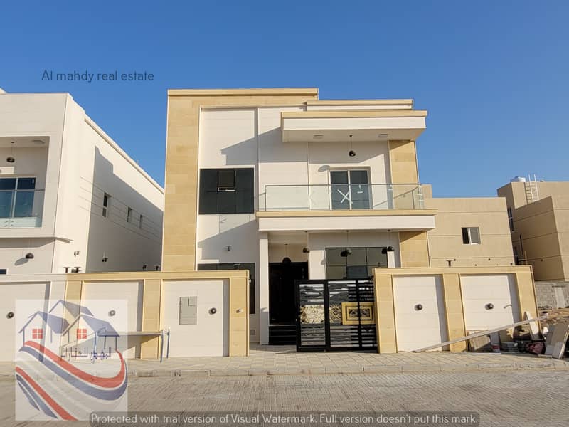 Stone facade and central air conditioning system Villa for sale in the finest areas of Ajman on Sheikh Mohammed bin Zayed Street Possibility of bank f