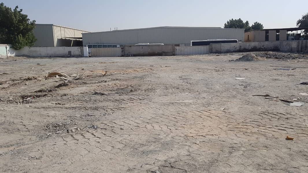 Ras Al Khor Industrial Area 20,000 sq. Ft open yard with high compound built around the land