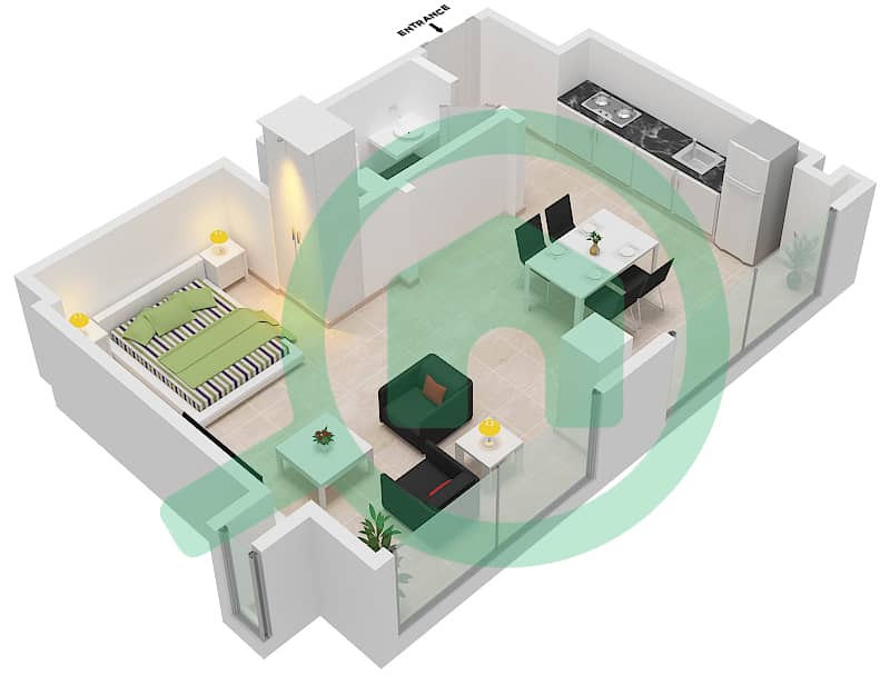 المخططات الطابقية لتصميم التصميم 01 شقة استوديو - بيكسل Floor 14-20 interactive3D