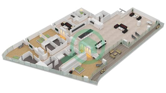 المخططات الطابقية لتصميم الوحدة 3-301 / FLOOR 3 شقة 4 غرف نوم - قصر 3
