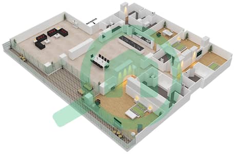 المخططات الطابقية لتصميم الوحدة 5-502 FLOOR 5 شقة 3 غرف نوم - قصر 5
