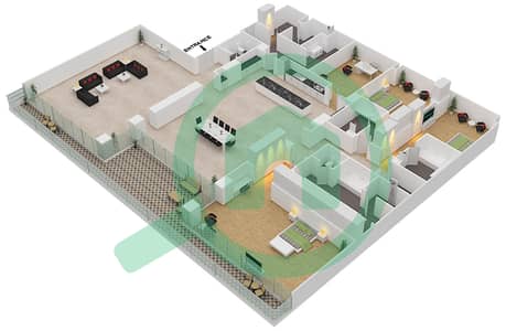 المخططات الطابقية لتصميم الوحدة 5-602 FLOOR 6 شقة 3 غرف نوم - قصر 5