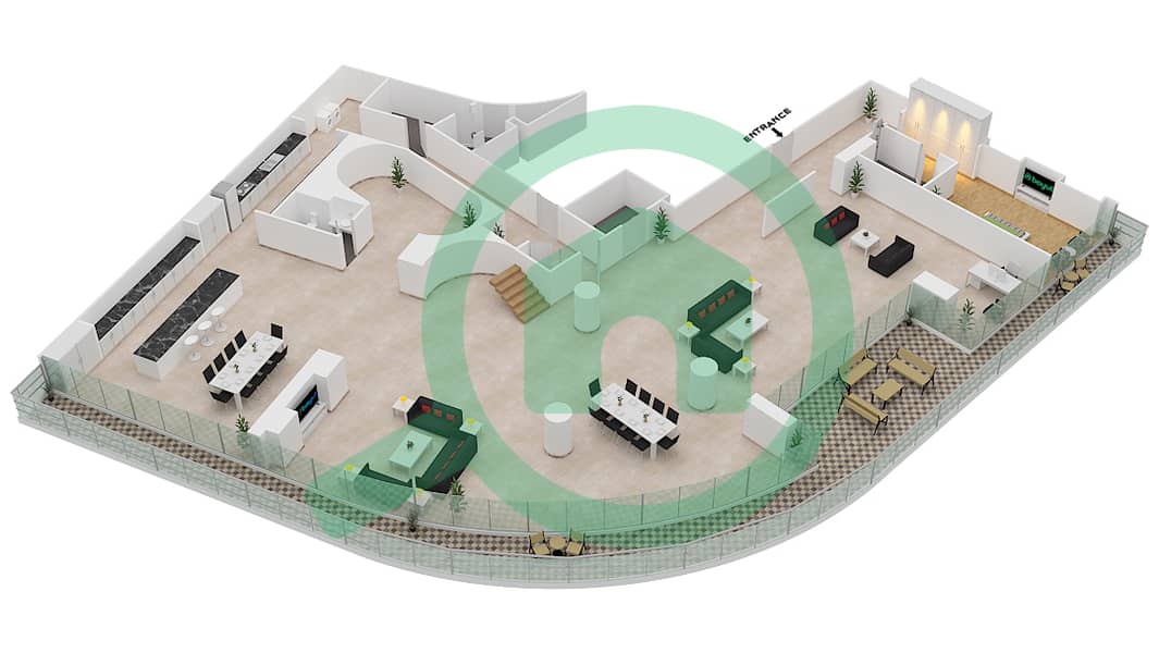 المخططات الطابقية لتصميم الوحدة 5-601 شقة 4 غرف نوم - قصر 5 Lower Floor interactive3D