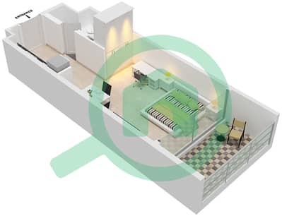 المخططات الطابقية لتصميم النموذج A شقة استوديو - ياس بيتش ريزيدنس