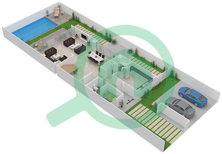 Richmond - 3 Bedroom Townhouse Type TH-L Floor plan Ground Floor interactive3D