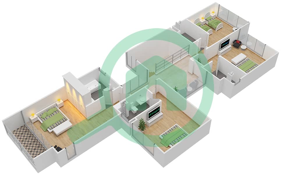 Brookfield - 4 Bedroom Townhouse Type TH-H Floor plan First Floor interactive3D