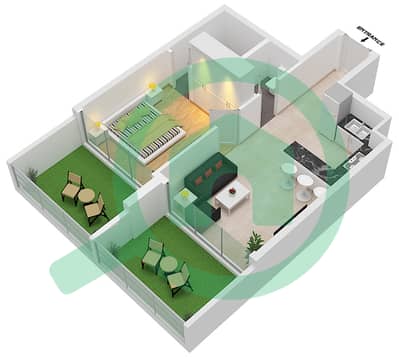 المخططات الطابقية لتصميم النموذج B شقة 1 غرفة نوم - سمانا جولف أفينيو