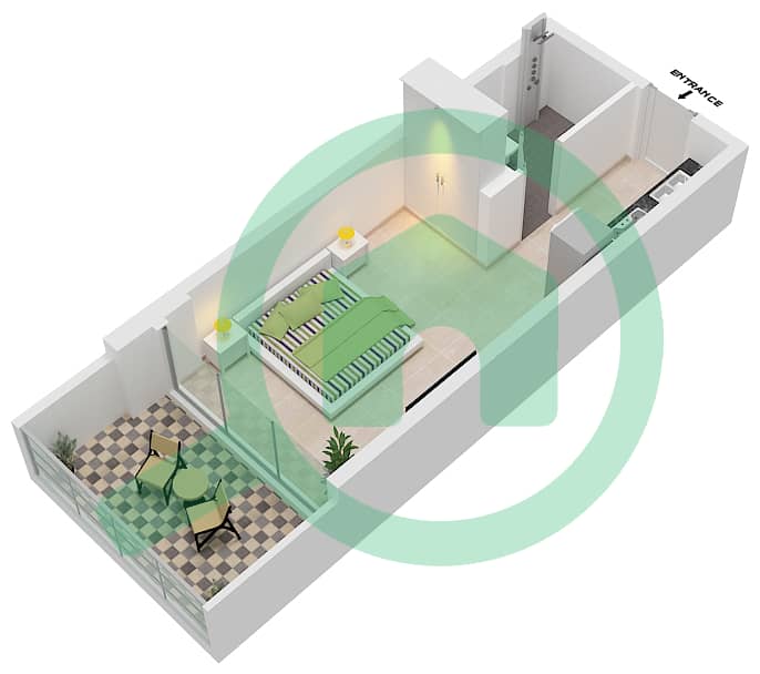 Samana Golf Avenue - Studio Apartment Type A Floor plan interactive3D