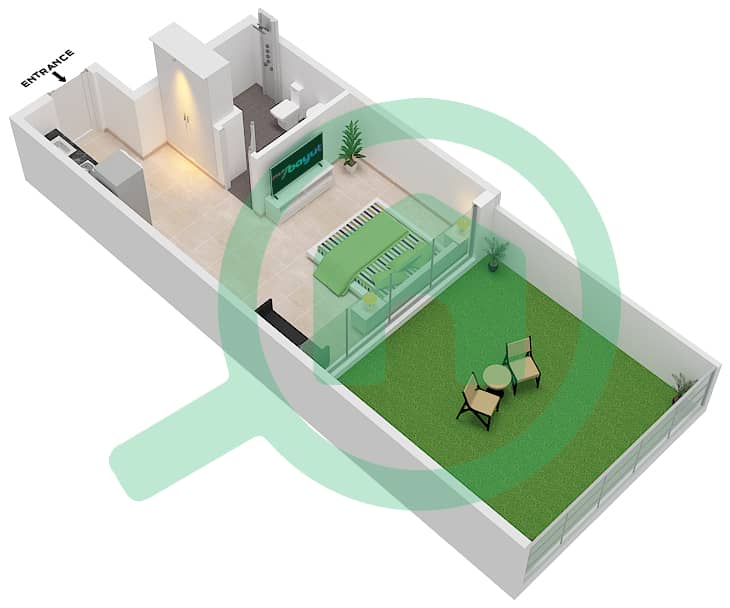 المخططات الطابقية لتصميم النموذج C شقة استوديو - سمانا جولف أفينيو interactive3D