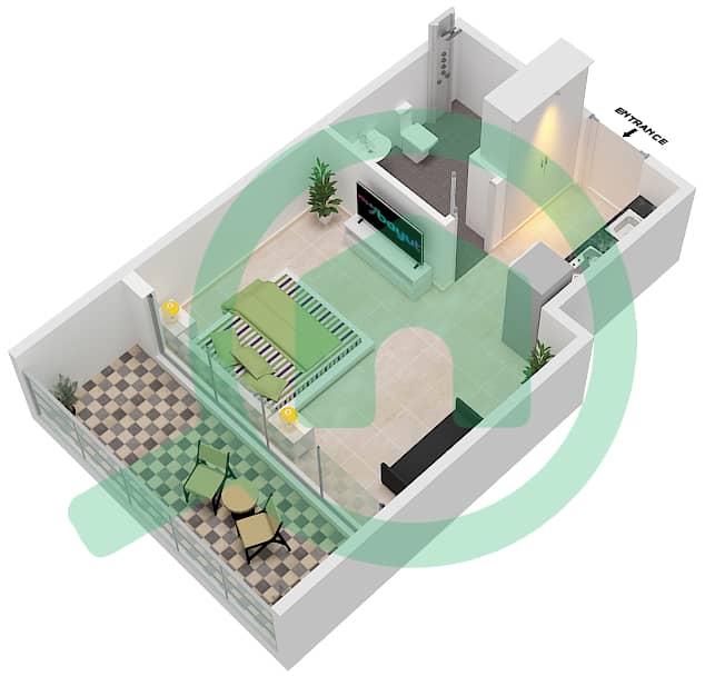 Samana Golf Avenue - Studio Apartment Type E Floor plan interactive3D