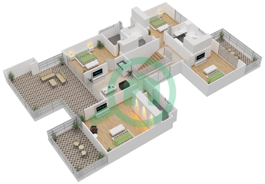 West Yas - 5 Bedroom Villa Type 4B Floor plan First Floor interactive3D
