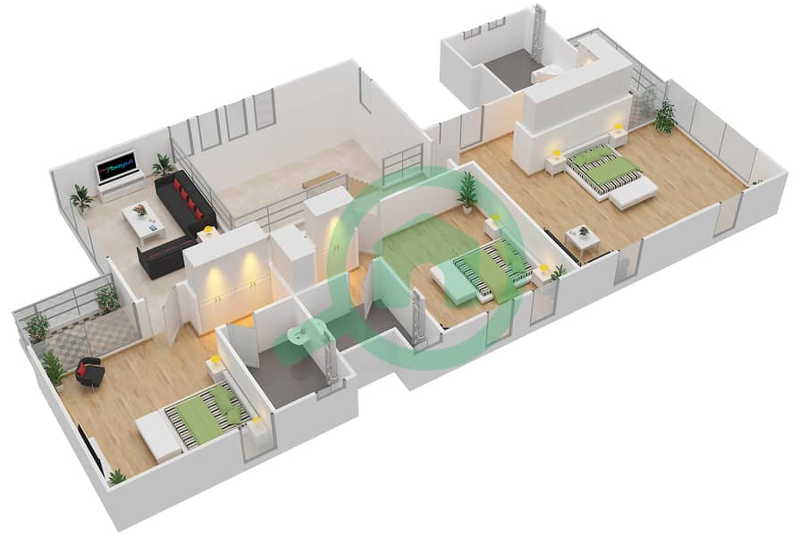 West Yas - 4 Bedroom Villa Type 2A Floor plan First Floor interactive3D