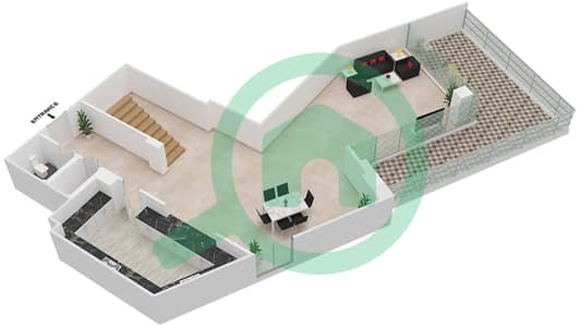المخططات الطابقية لتصميم الوحدة 1 شقة 2 غرفة نوم - بوليفارد كريسنت 1