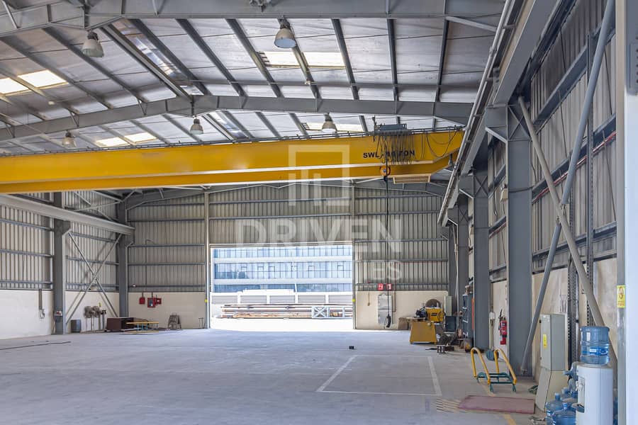 Well-managed Industrial Warehouse with Crane