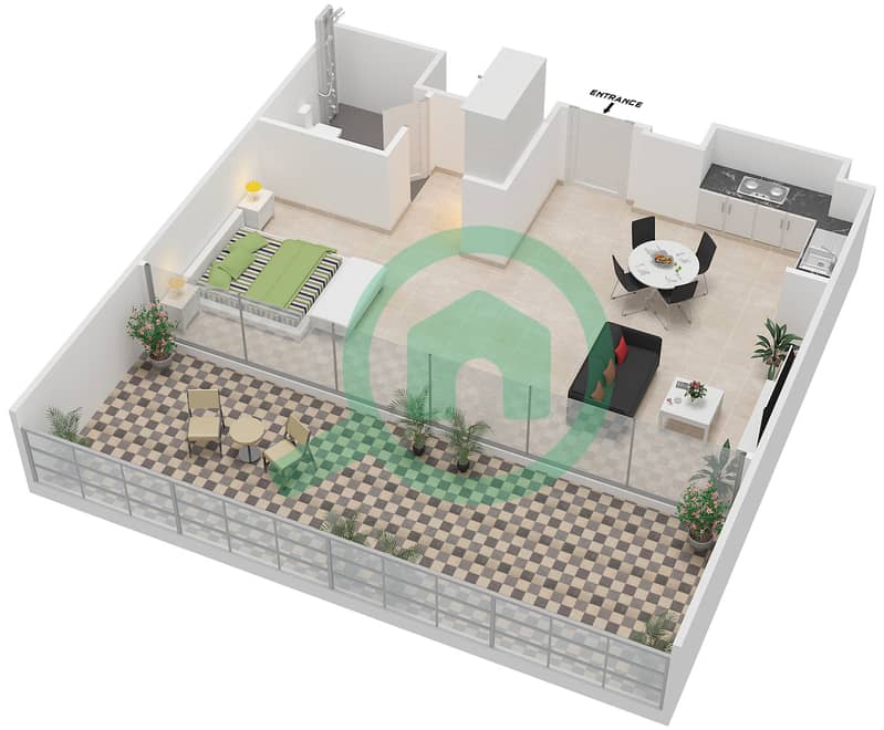 Mayan 2 - Studio Apartment Type S9 Floor plan interactive3D