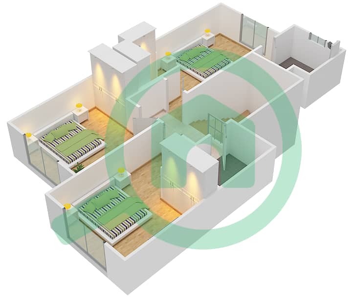 阿拉贝拉3区 - 3 卧室联排别墅类型／单位B/MID戶型图 First Floor interactive3D