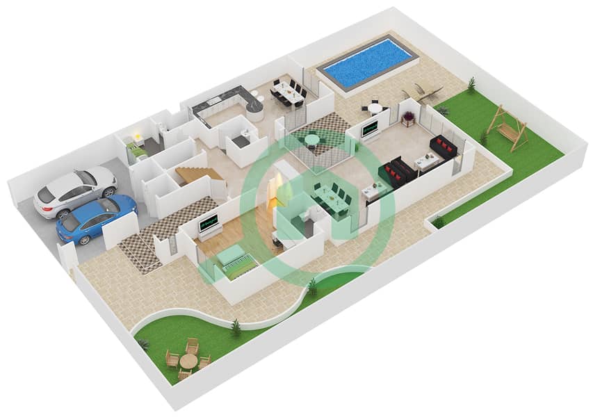 Rahat - 4 Bedroom Villa Type G Floor plan Ground Floor interactive3D