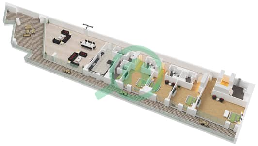 المخططات الطابقية لتصميم النموذج 4BR-B شقة 4 غرف نوم - ممشى السعديات