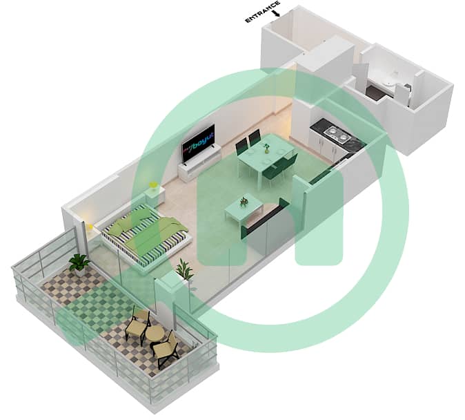 玛雅4号楼 - 单身公寓类型S11. 2戶型图 interactive3D