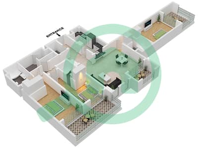 المخططات الطابقية لتصميم النموذج / الوحدة C12/504 شقة 3 غرف نوم - جروف