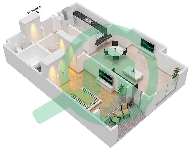 格罗夫斯大厦 - 1 卧室公寓类型／单位A5/211戶型图 interactive3D