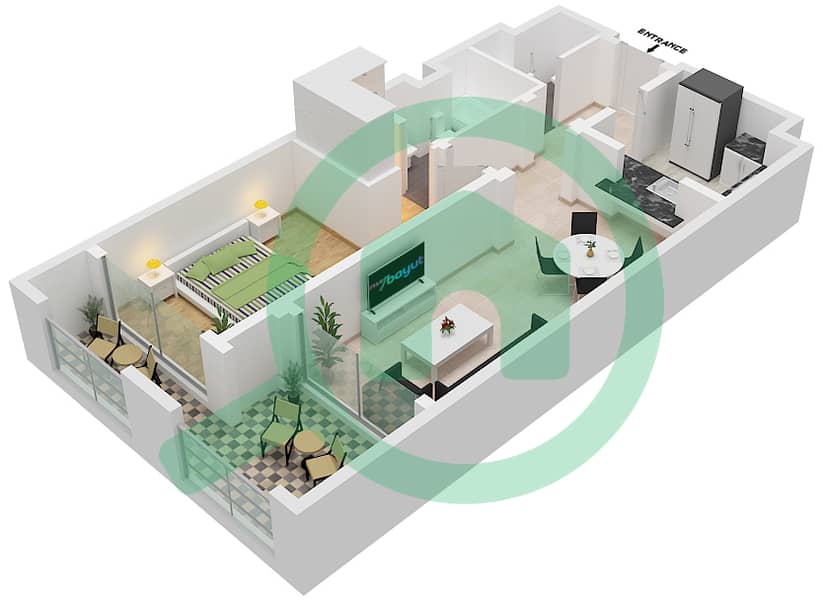 Groves Building - 1 Bedroom Apartment Type/unit A2/206 Floor plan interactive3D