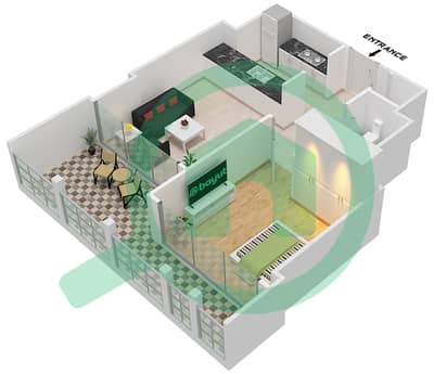 Burj Daman - 1 Bedroom Apartment Unit 5003 Floor plan