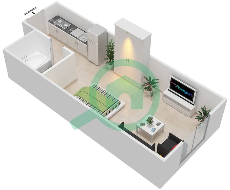 Marbella Bay - West - Studio Apartment Type C Floor plan interactive3D