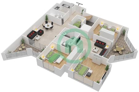 Marbella Bay - West - 3 Bedroom Apartment Type B/ Floor plan