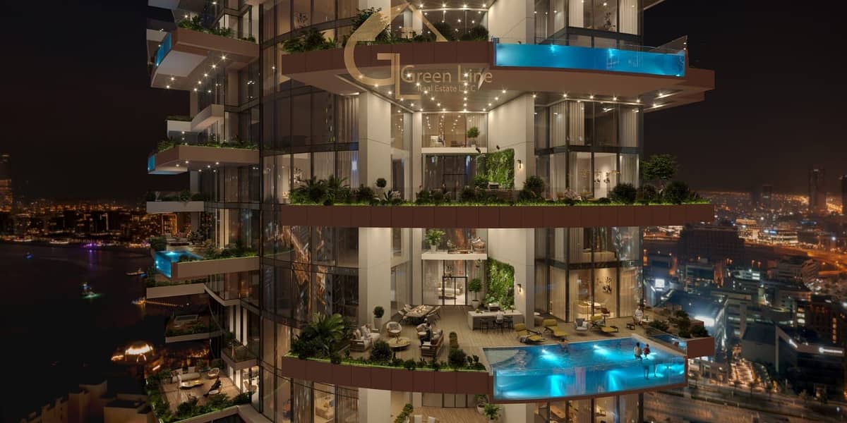 位于迪拜码头，卡瓦利大厦 4 卧室的顶楼公寓 15638000 AED - 5658510