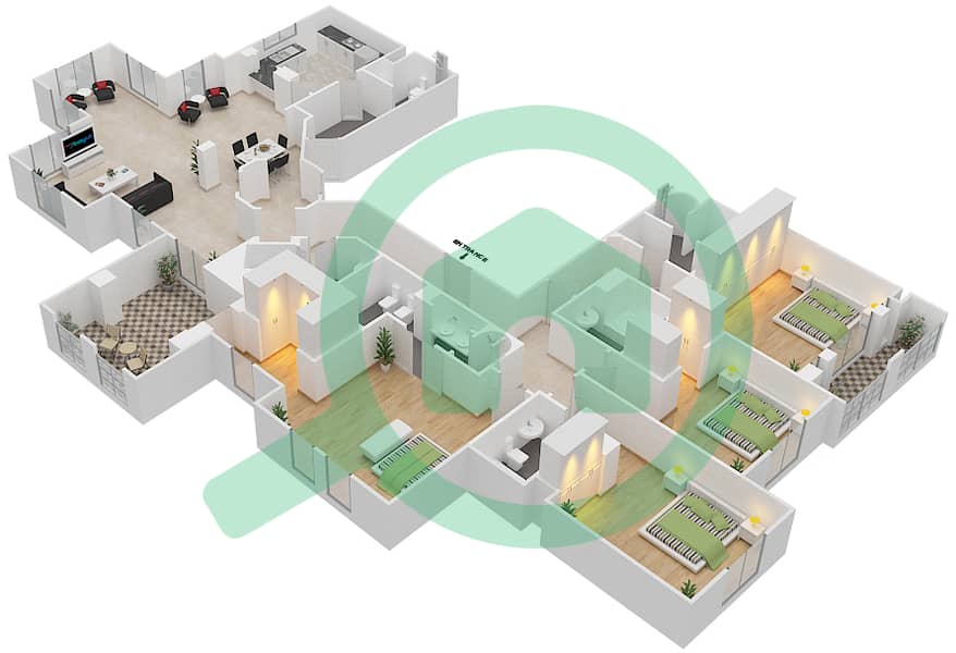 Miska 1 - 4 Bedroom Apartment Unit 1 FLOOR 6 Floor plan Floor 6 interactive3D