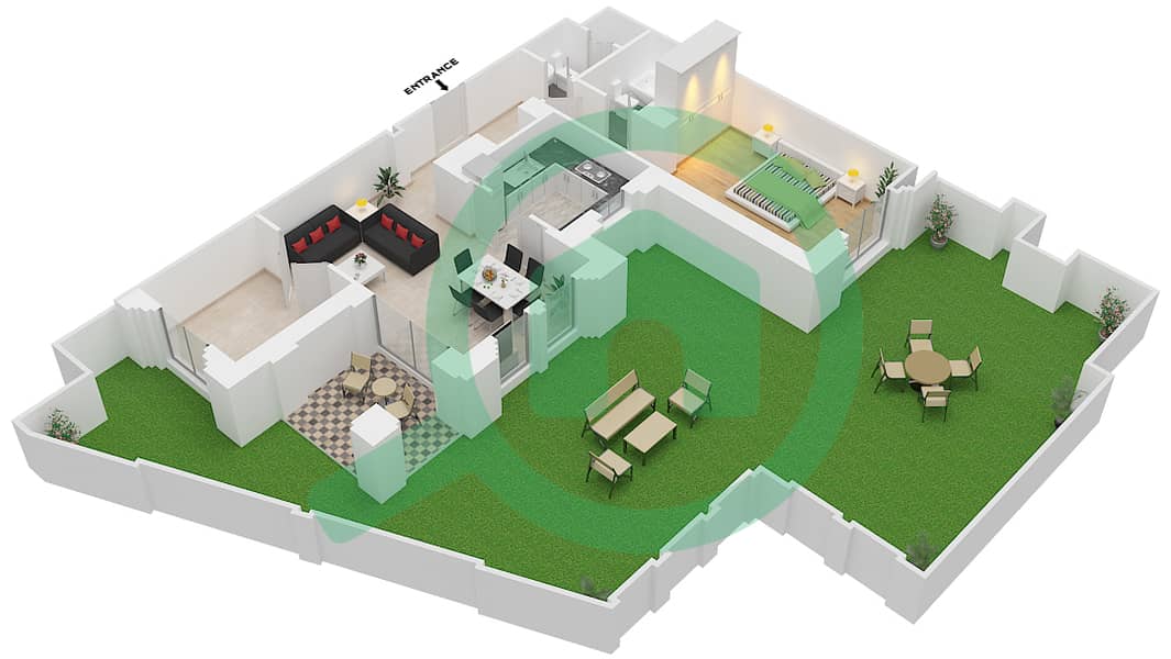 Miska 1 - 1 Bedroom Apartment Unit 3 GROUND FLOOR Floor plan Ground Floor interactive3D