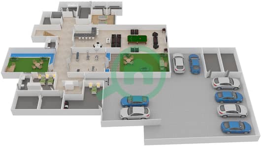 المخططات الطابقية لتصميم النموذج 1 MODERN فیلا 7 غرف نوم - دبي هيلز غروف