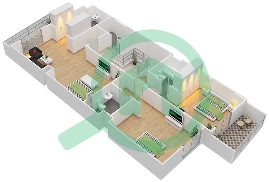 Джанаен Авеню - Апартамент 4 Cпальни планировка Единица измерения 6 G Floor 3 interactive3D