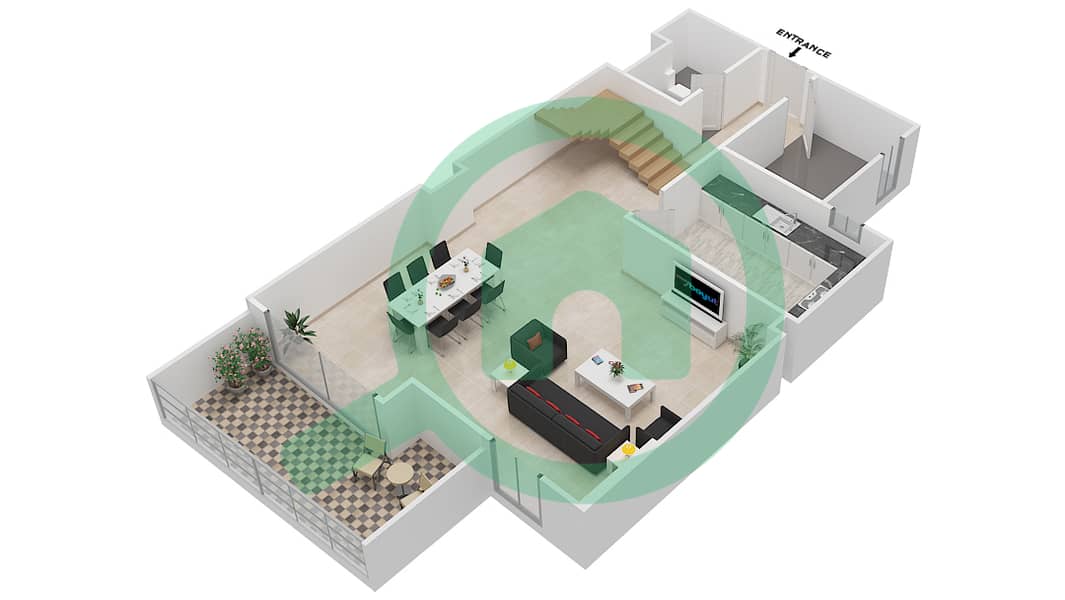 المخططات الطابقية لتصميم الوحدة 5 G FLOOR 3 شقة 3 غرف نوم - جناين أفينيو Floor 2 interactive3D
