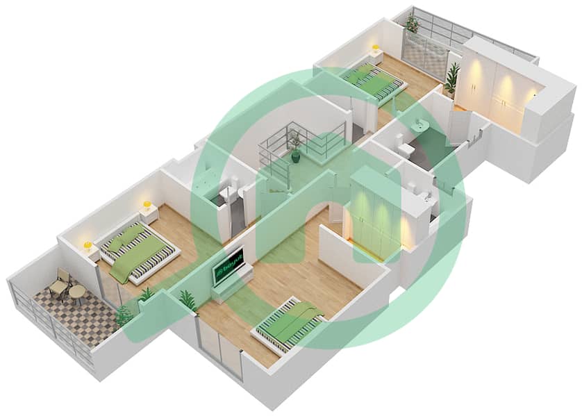 杰纳恩大道 - 3 卧室公寓单位5 G FLOOR 3戶型图 Floor 3 interactive3D