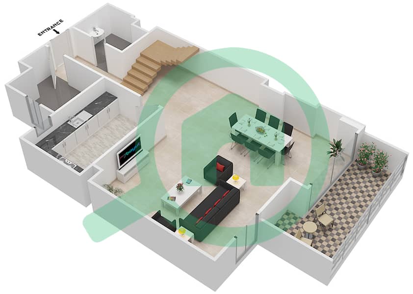 杰纳恩大道 - 4 卧室公寓单位4 G戶型图 Floor 2 interactive3D