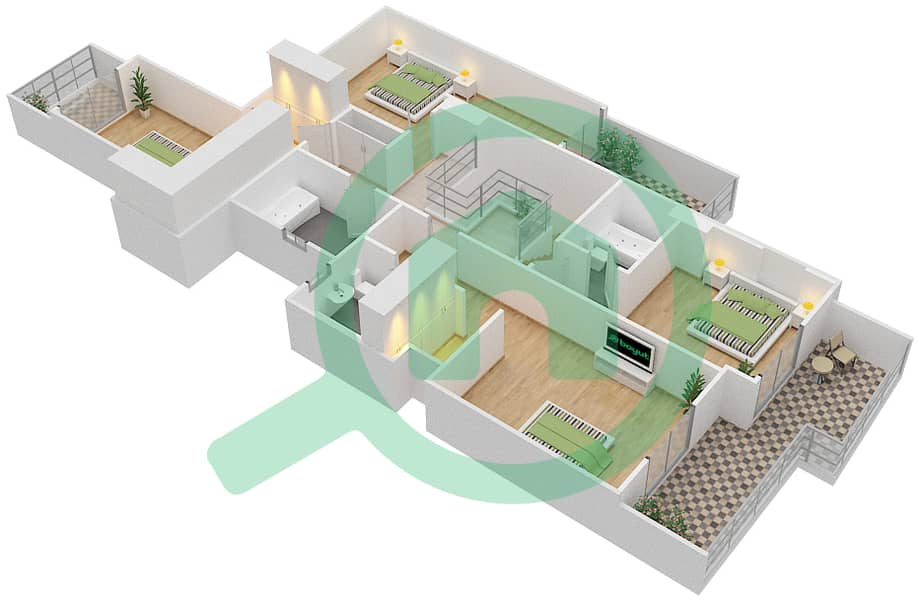 المخططات الطابقية لتصميم الوحدة 4 G شقة 4 غرف نوم - جناين أفينيو Floor 3 interactive3D