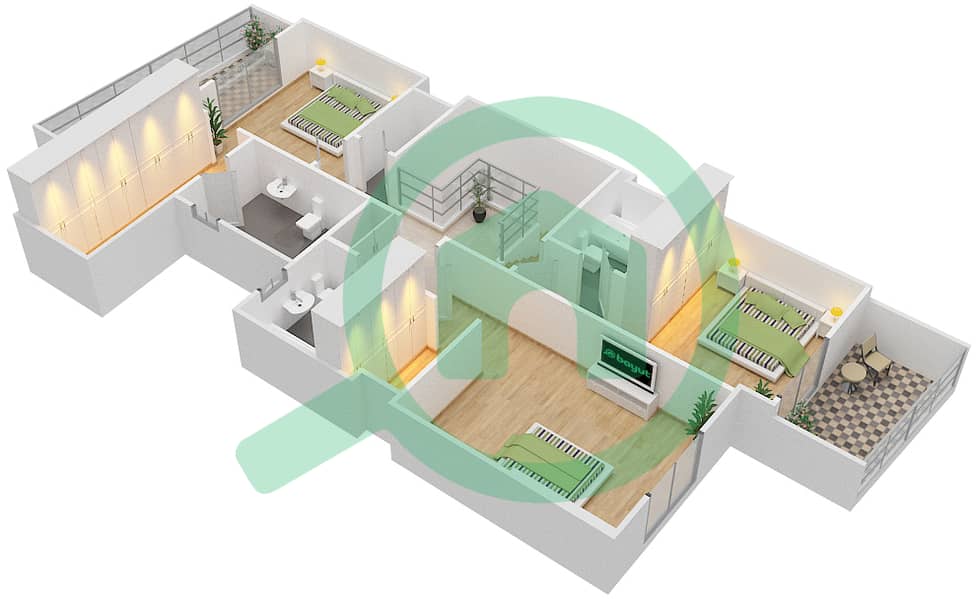 杰纳恩大道 - 3 卧室公寓单位2 G FLOOR 2戶型图 Floor 3 interactive3D