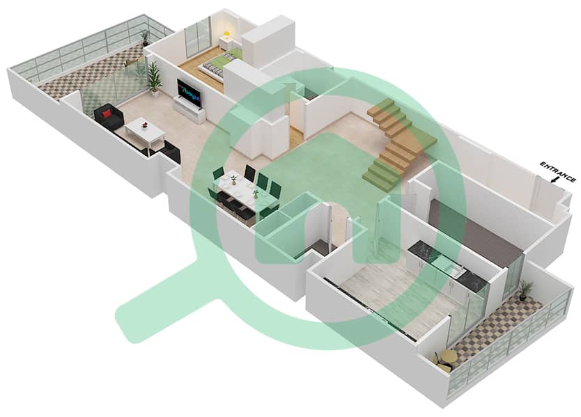 Джанаен Авеню - Апартамент 4 Cпальни планировка Единица измерения 3 G  FLOOR 2 Floor 2 interactive3D