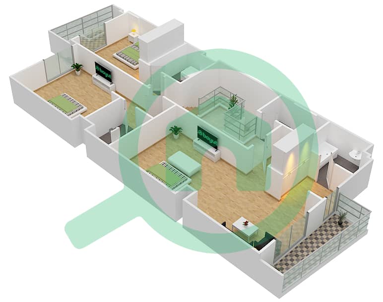 杰纳恩大道 - 4 卧室公寓单位3 G  FLOOR 2戶型图 Floor 3 interactive3D