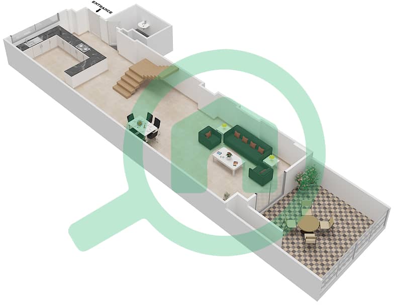 杰纳恩大道 - 3 卧室公寓单位6 G戶型图 Ground Floor interactive3D
