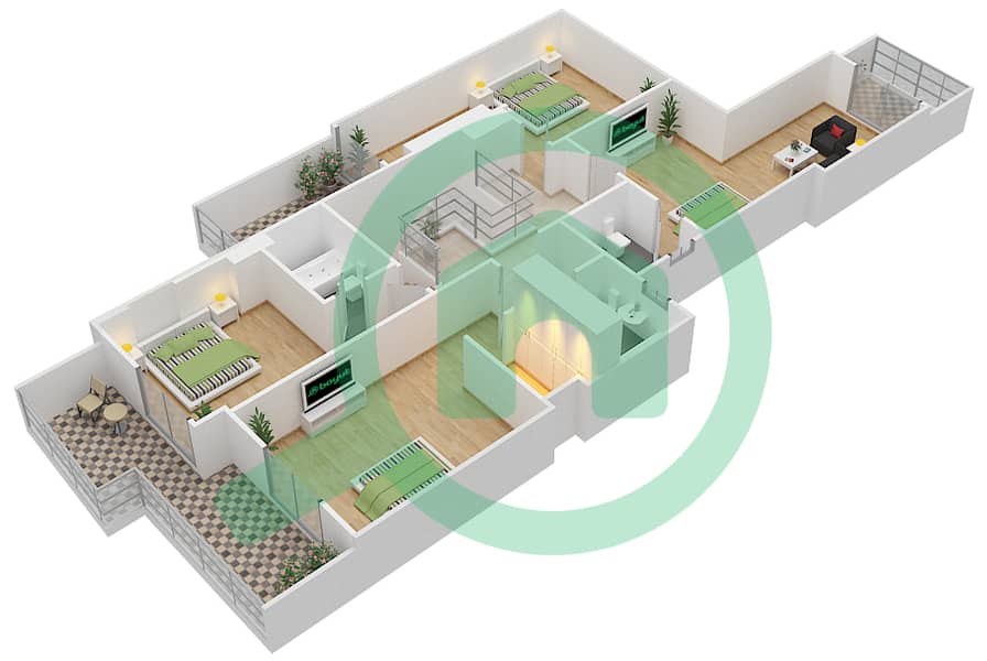 Джанаен Авеню - Апартамент 2 Cпальни планировка Единица измерения 1 G First Floor interactive3D