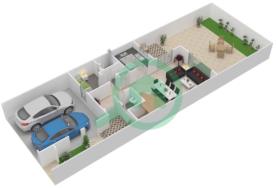 Maple 1 - 3 Bedroom Townhouse Type/unit 2/2M Floor plan Ground Floor interactive3D