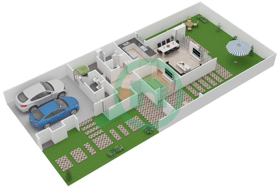 Maple 3 - 4 Bedroom Townhouse Type/unit 3/3E Floor plan Ground Floor interactive3D