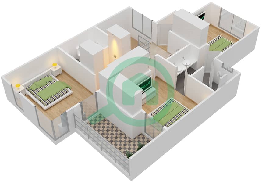 Maple At Dubai Hills Estate 1 - 4 Bedroom Townhouse Type/unit 3/3M Floor plan First Floor interactive3D