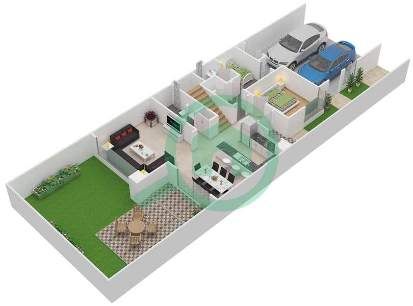 Maple At Dubai Hills Estate 1 - 4 Bedroom Townhouse Type/unit 3/3M Floor plan Ground Floor interactive3D