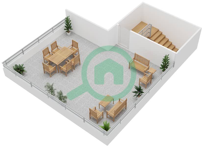 المخططات الطابقية لتصميم النموذج 1 فیلا 3 غرف نوم - كلوب فيلاز Roof interactive3D