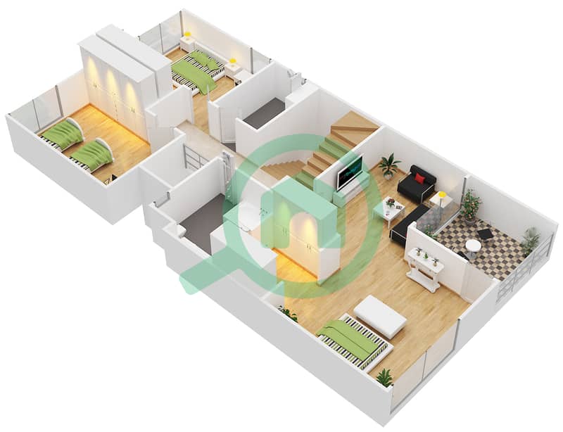 Club Villas - 4 Bedroom Villa Type 4 Floor plan First Floor interactive3D