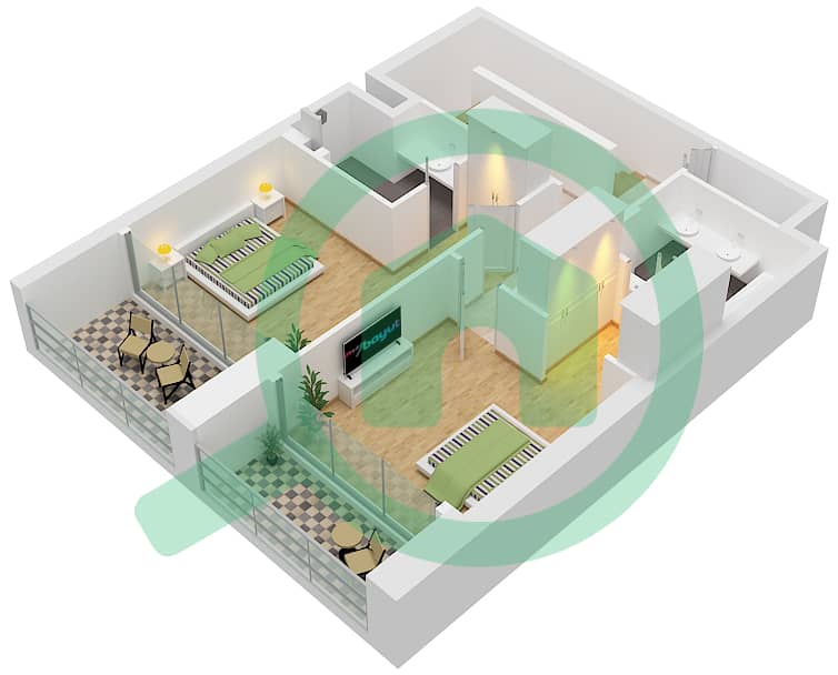 Гранд - Апартамент 2 Cпальни планировка Единица измерения 7 FLOOR GROUND,1,2 Floor 2 interactive3D